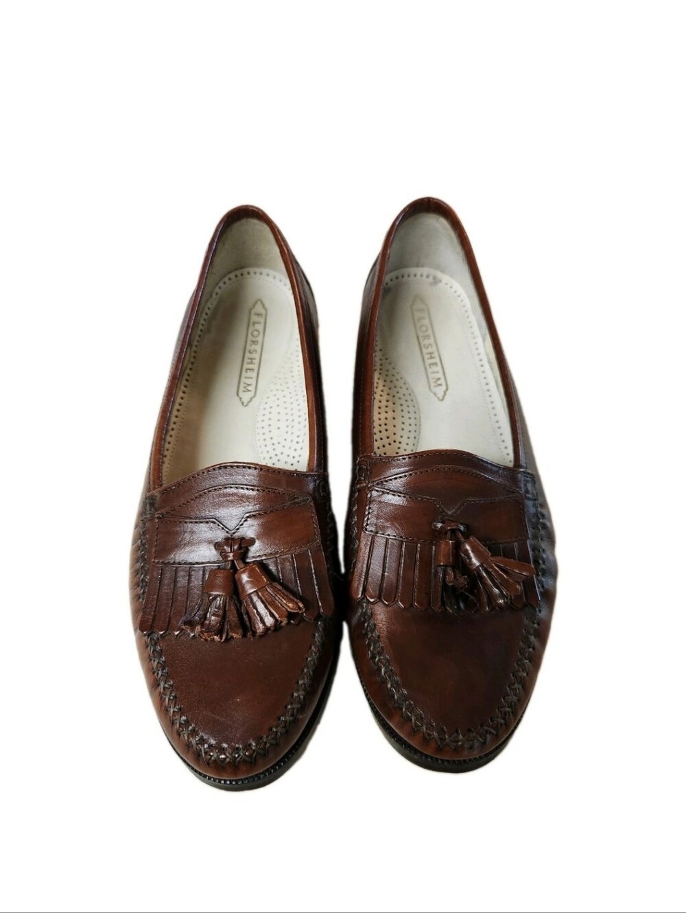 Florsheim Pisa Mens 8.5 D Brown Leather Kiltie Tassel Loafer Slip On Vintage